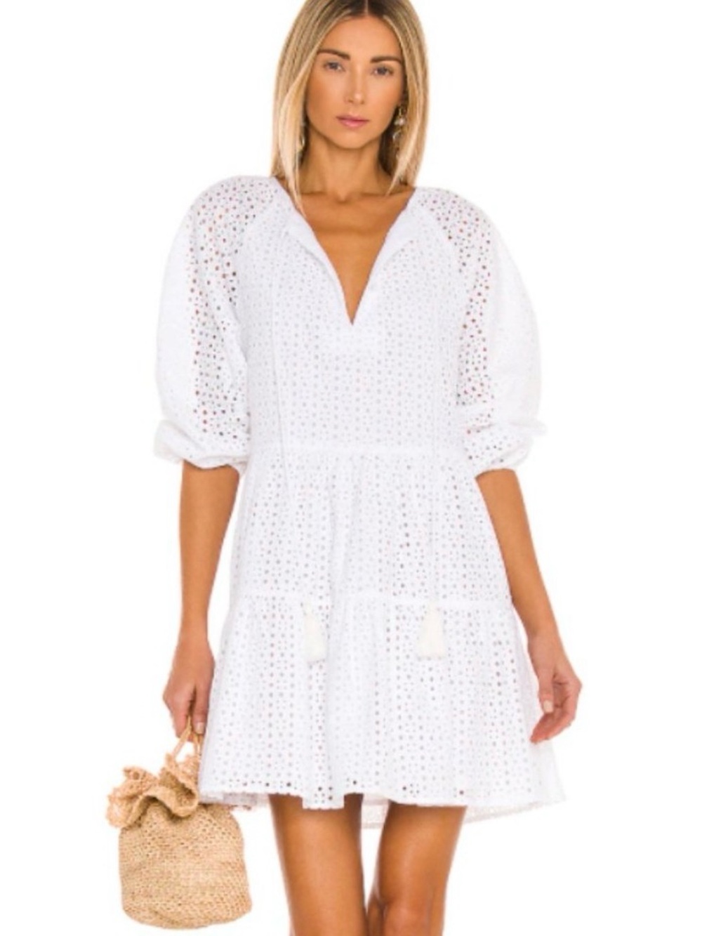 KARINA GRIMALDI Revolve Irina Eyelet Mini Dress